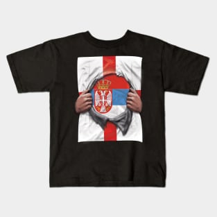 Serbia Flag English Flag Ripped - Gift for Serbian From Serbia Kids T-Shirt